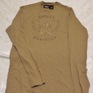 Harley Davidson Tan L/S Sz. Sm with Eagle on Front